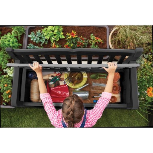 Keter Eden Garden Bench 265L kerti pad, szürke