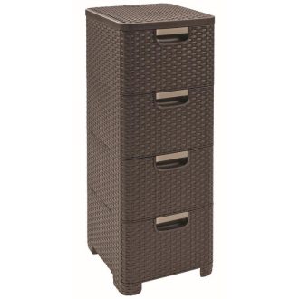 Curver Style 4x14L fiókos polc, sötétbarna