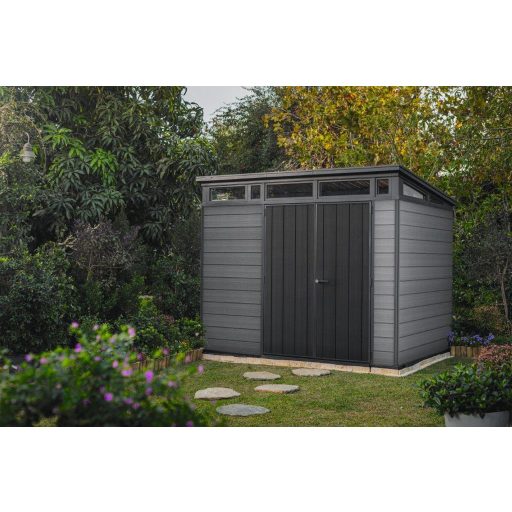 Keter Cortina 9x7 kerti tároló grafitszürke, padlóval