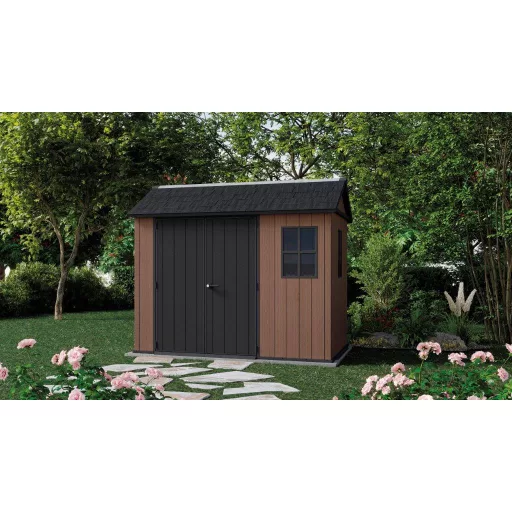 Keter Newton Plus wide 9x7,5 barna kerti ház padlóval