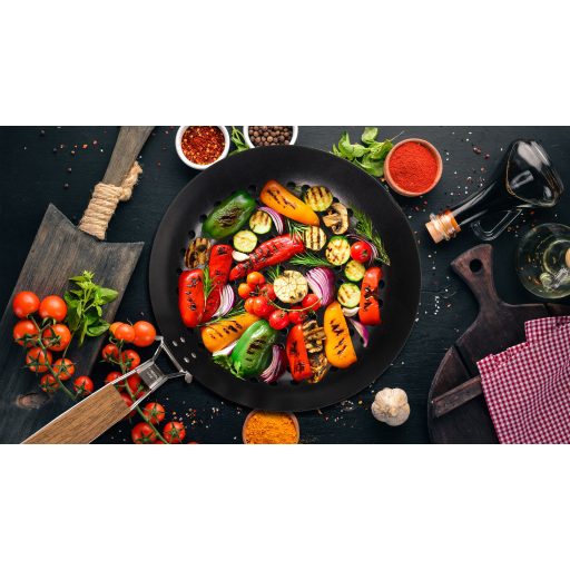 G21 grillező eszköz - grillserpenyő kerek tapadásmentes felülettel