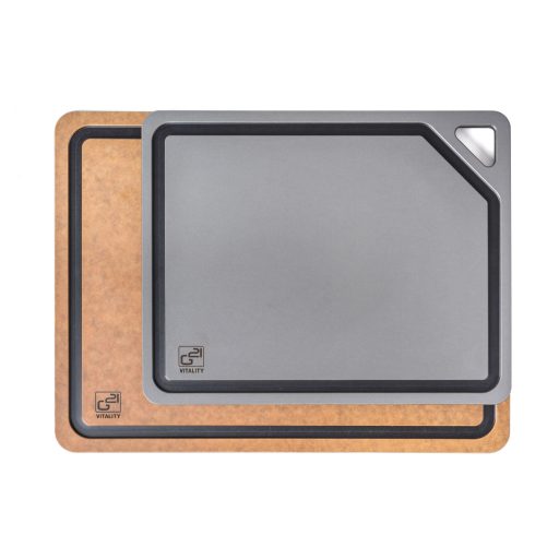 G21 EcoCut szeletelődeszka természetes cellulózból – 2 darabos készlet, barna/grafit színben