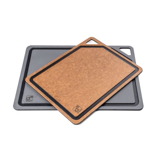 G21 EcoCut szeletelődeszka természetes cellulózból – 2 darabos készlet, grafit/barna színben