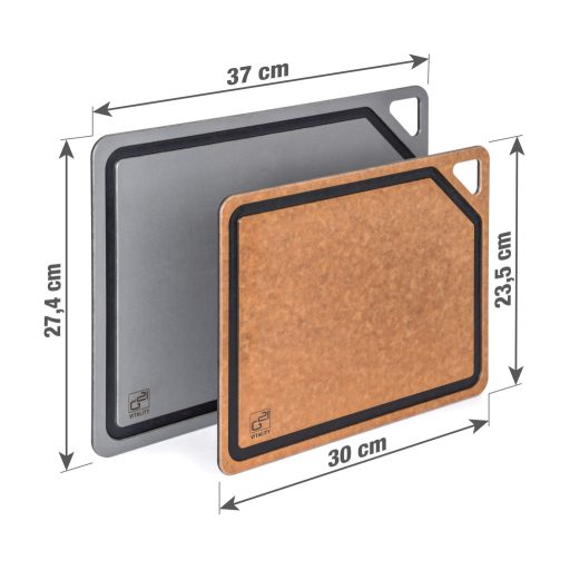 G21 EcoCut szeletelődeszka természetes cellulózból – 2 darabos készlet, grafit/barna színben
