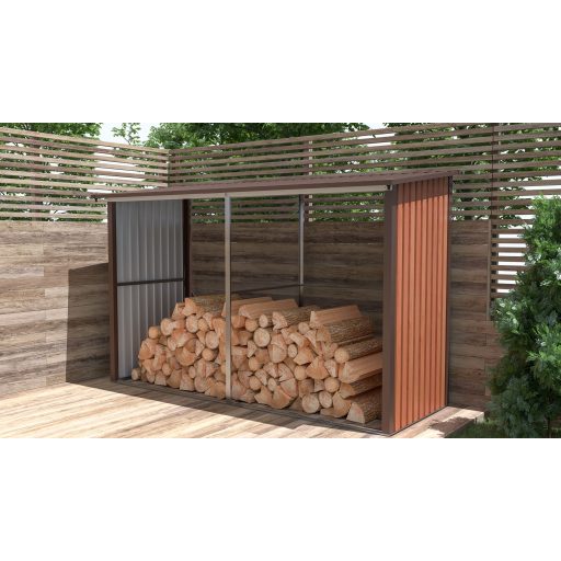 G21 WOH 682 tüzifa tároló - 302 x 119 cm, barna
