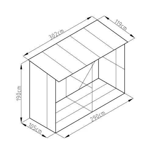 G21 WOH 682 tüzifa tároló - 302 x 119 cm, antracit