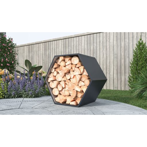 Tüzifatároló G21 HEX 53 - 92 x 60 cm, antracit