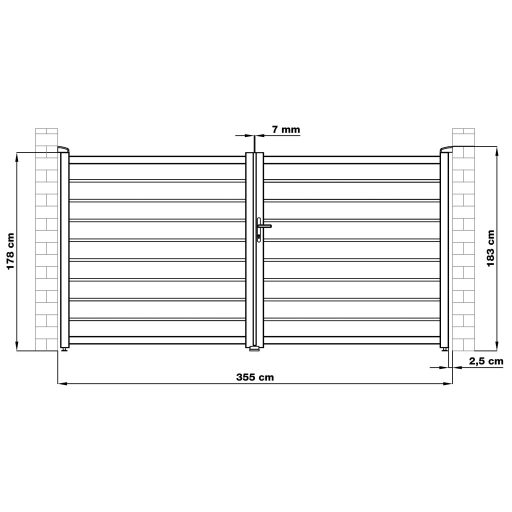 Kapu G21 Reno 350x176 cm kétszárnyú, antracit színű