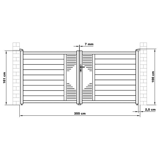 Kapu G21 Marion 350x158 cm kétszárnyú, antracit színű
