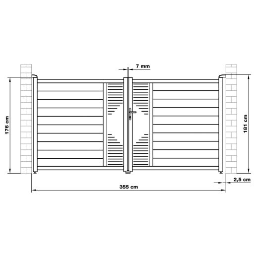 G21 Marion 350x173 cm kétszárnyú kapu, antracit