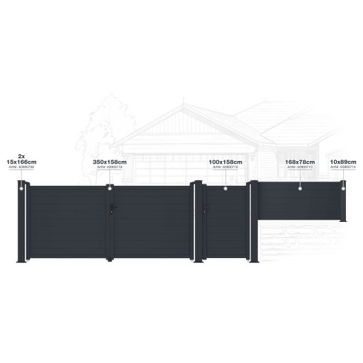 G21 Orlando 350x158 cm-es kétszárnyú kapu, antracit színben