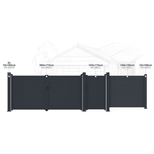 G21 Orlando 350x173 cm-es kétszárnyú kapu, antracit színben