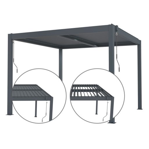 Bioklimatikus pergola G21 Austin 3×3 m, antracit színű alumínium