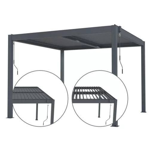 Bioklimatikus pergola G21 Austin 3×3 m, antracit színű alumínium