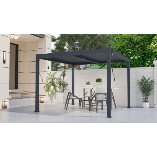 Bioklimatikus pergola G21 Austin 3×3 m, antracit színű alumínium