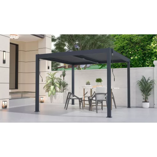 Bioklimatikus pergola G21 Austin 3×3 m, antracit színű alumínium