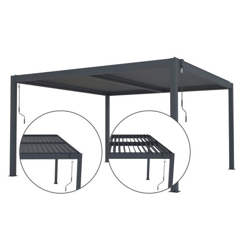 Bioklimatikus pergola G21 Austin 4x4 m, antracit színű alumínium