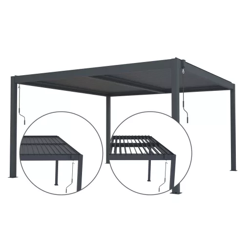 Bioklimatikus pergola G21 Austin 4x4 m, antracit színű alumínium