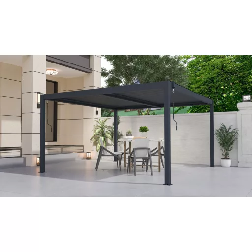 Bioklimatikus pergola G21 Austin 4x4 m, antracit színű alumínium