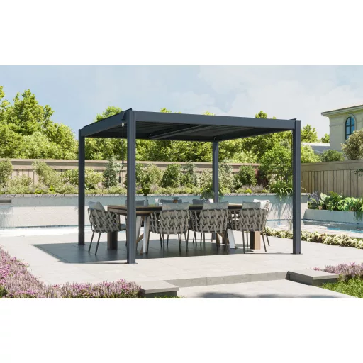 G21 Austin Premium 3x3 m bioklimatikus pergola 100% alumínium, antracit