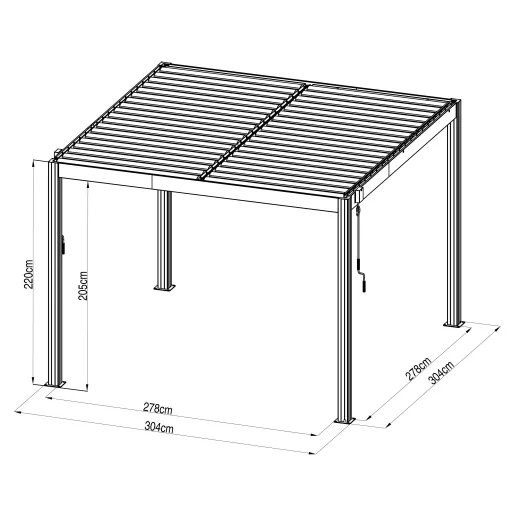 G21 Austin Premium 3x3 m bioklimatikus pergola 100% alumínium, antracit