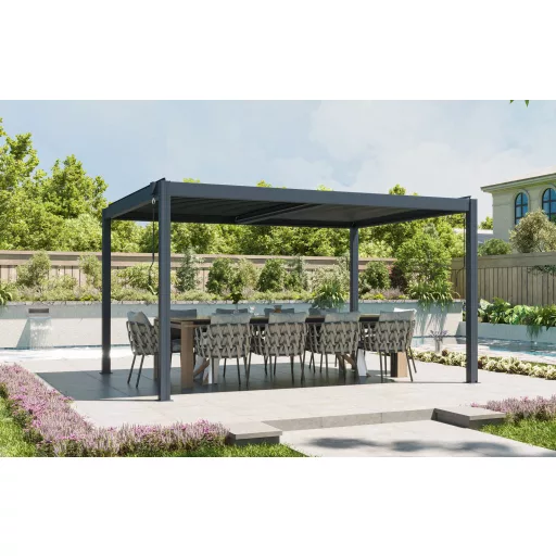 G21 Austin Premium 4x3 m bioklimatikus pergola 100% alumínium, antracit