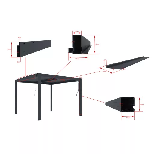 G21 Austin Premium 6x3 m bioklimatikus pergola, antracit alumínium