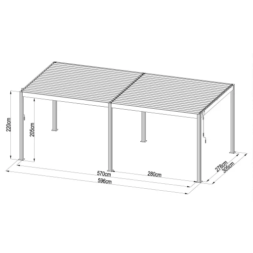 G21 Austin Premium 6x3 m bioklimatikus pergola 100% alumínium, antracit