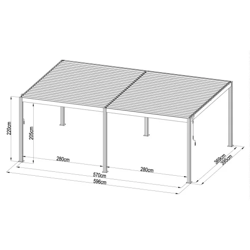 G21 Austin Premium 6x4 m bioklimatikus pergola 100% alumínium, antracit