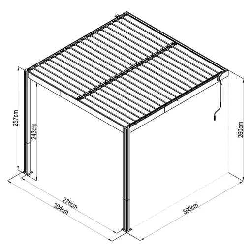 G21 Trenton 3x3 m bioklimatikus pergola, antracit alumínium