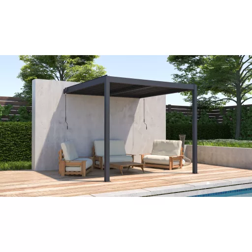 G21 Trenton Premium 3x3 m bioklimatikus pergola 100% alumínium, antracit