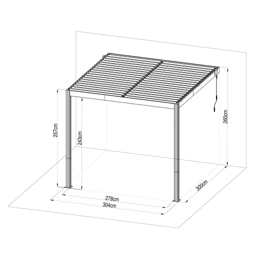 G21 Trenton Premium 3x3 m bioklimatikus pergola 100% alumínium, antracit