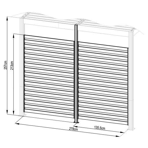 G21 kiegészítő fix lamellás fal 3x2,6 m Trenton pergolához