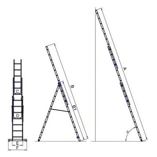G21 háromrészes létra 5,9m, 3x9 létrafok