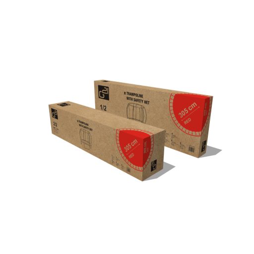 G21 SpaceJump trambulin védőhalóval, 305 cm, ajándék létrával, piros színben