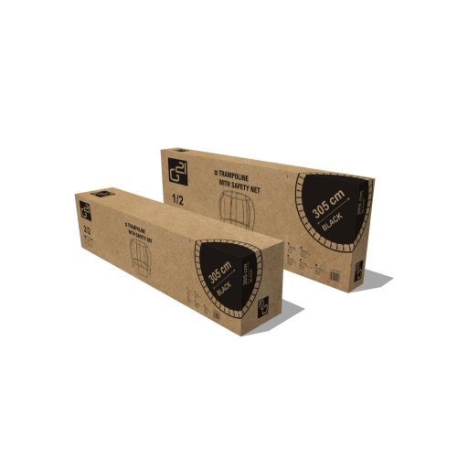 G21 SpaceJump trambulin védőhalóval, 366 cm, ajándék létrával, fekete színben