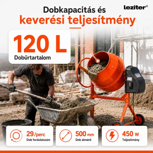 Mixer 120 betonkeverő 220V 450W 120 l