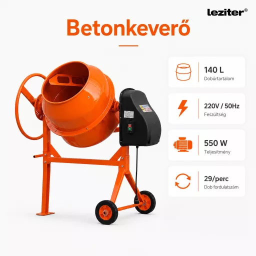 Mixer 140 betonkeverő 220V 550W 140 l
