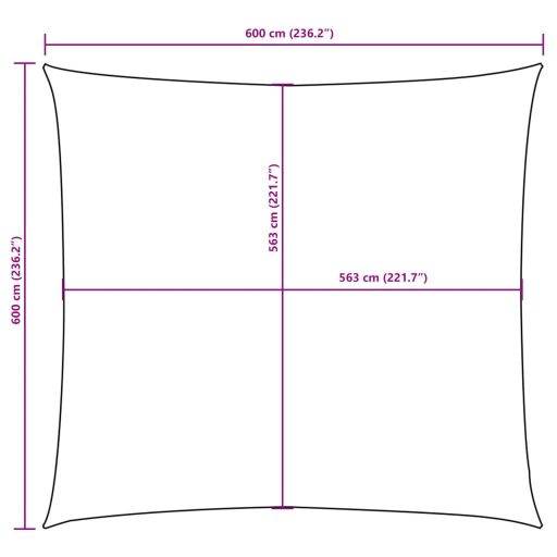 Narancssárga négyzet alakú oxford-szövet napvitorla 6 x 6 m