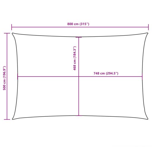 Barna téglalap alakú oxford-szövet napvitorla 5 x 8 m