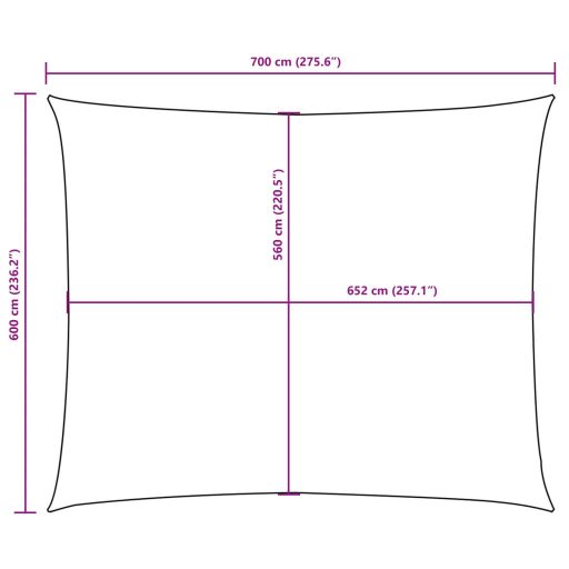 Barna téglalap alakú oxford-szövet napvitorla 6 x 7 m