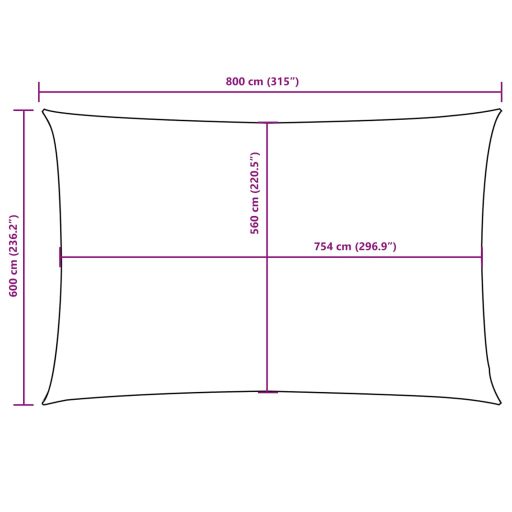 Barna téglalap alakú oxford szövet napvitorla 6 x 8 m