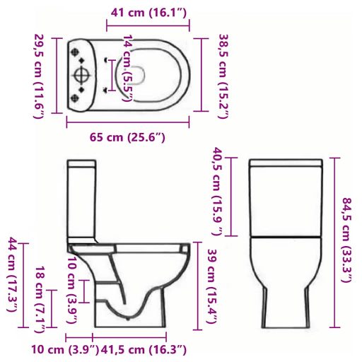 Fekete kerámia WC öblítőrendszerrel