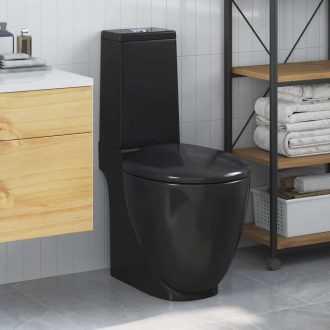 Fekete kerámia fürdőszobai kerek WC