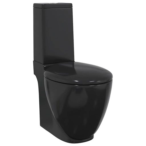 Fekete kerámia fürdőszobai kerek WC