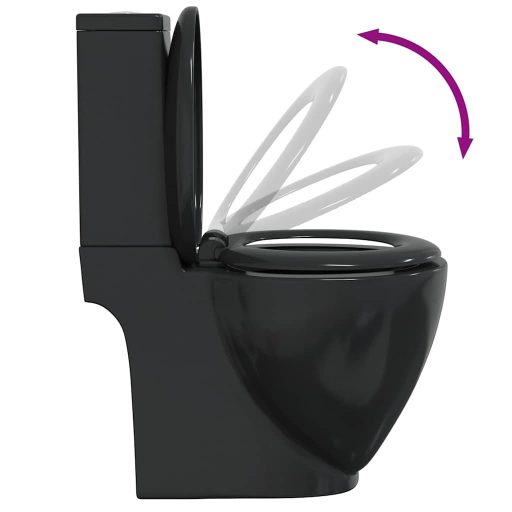 Fekete kerámia fürdőszobai kerek WC