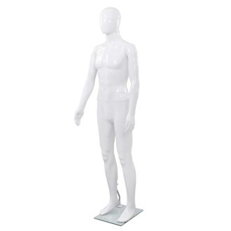   Fényes fehér, egész alakos férfi próbababa üvegtalppal 185 cm