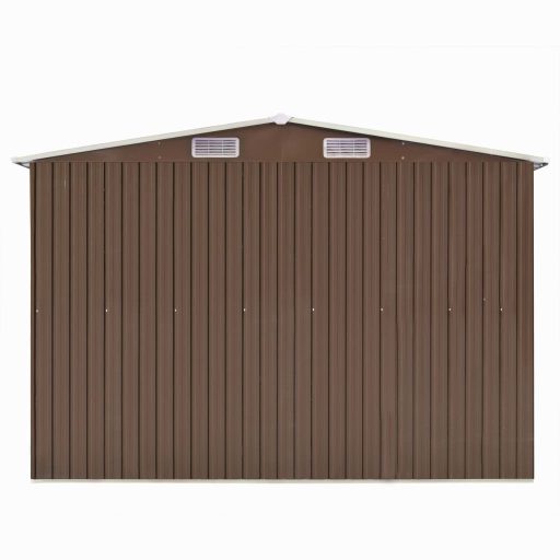 Barna fém kerti fészer 257 x 392 x 181 cm
