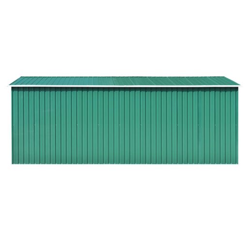 Zöld fém kerti fészer 257 x 489 x 181 cm