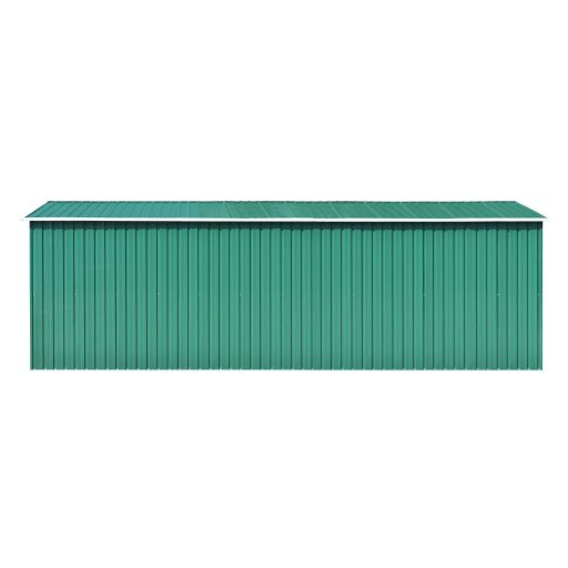 Zöld fém kerti fészer 257 x 580 x 181 cm
